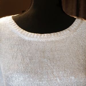 REMAIN shiny shimmering beige white sweater size small